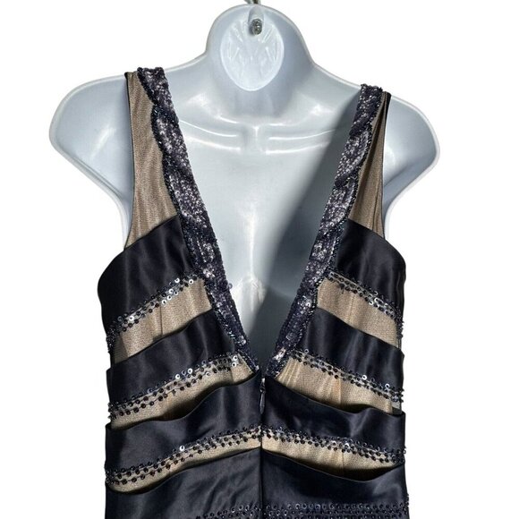 Julian Joyce by MANDALAY Cocktail Midi Dress satin beaded size 10 Vintage y2k - Picture 6 of 11